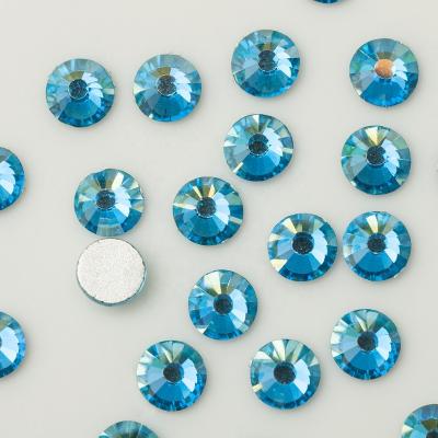 China Aquamarine Round AB SS16 SS20 SS30 Flatback Rhinestones AB Crystal Strass Flatback Glass Crystal For Dresses for sale