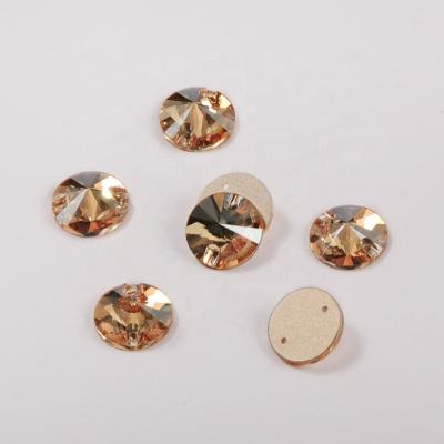 China 3200 Crystal Golden Shadow Rivoli High Quality All Size Flatback YANRUO Sew On Glass Flat Back Rhinestone Crystal For Sewing Strass for sale