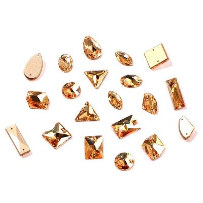 China Sewing Rhinestones Crystal For Wedding Dress Glass Shade Beads Flatback YANRUO Various Color Gold Shape for sale