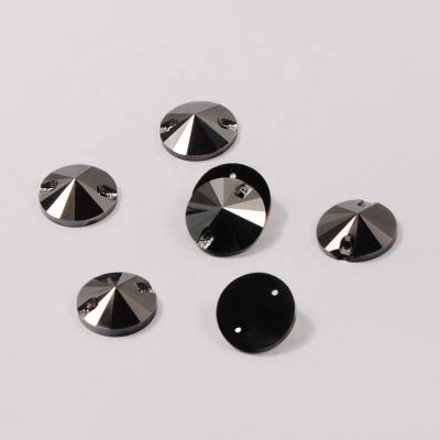 China Flatback Jet Hematite Strass Rivoli Shape Sew On Beading Crystal Stones Flatback Stones For Clothes for sale