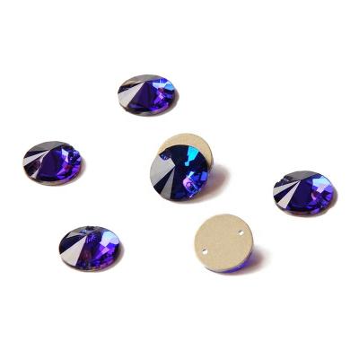 China Various Sizes Capri Rivoli Blue Flatback YANRUO 3200 Sew On Strass Flatback Diamond Crystal Sewing Rhinestone For Garment for sale