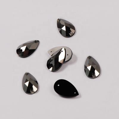 China Flatback 3230 All Sizes Jet Hematite Drop High Quality Rhinestones Flatback Sew On Glass Stones For Clothing Decoration for sale