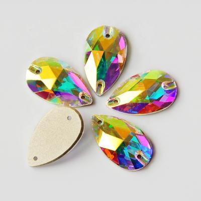 China Flatback 3230 ab teardrop color glass rhinestones wholesale Sew-on loose rhinestones wholesale rhinestones for sale