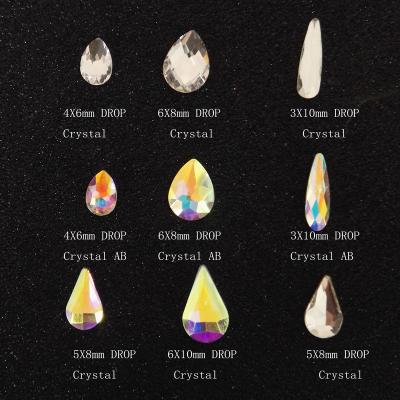 China Flatback AB Teardrop Crystal Non-Hot Fix Foiled Nail Art Back Bling Rhinestones for sale