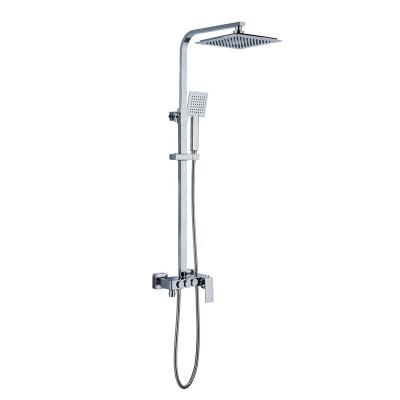 China With Slide Bar Single Handle Bath Shower Mixer Wall Mounted Rain Shower Column Bar Set with Top Spray Shower for sale