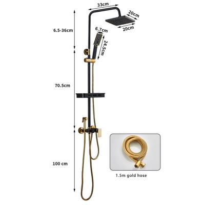 China With Slide Bar Good Price Luxury Bathroom Shower Mixers  Bathroom Hot and Cold Set Shower Gold Shower Set with Square Shape Head for sale