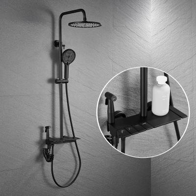 China With Diverter Good Quality Matt Black Bathroom Accessories Luxury Set Brass Piano Shower Set for sale