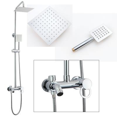 China With Slide Bar Brass Square Head  Hot Cold Mixer Shower Set Rainfall Shower Faucet  Bathroom Waterfall Shower Set chuveiro for sale