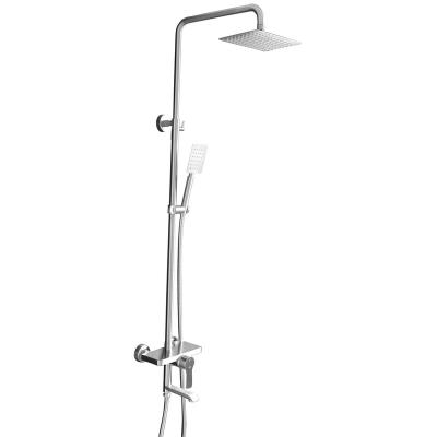 China With Diverter Contemporary Shower Kit with Square Showerhead and Wall-Mounted Mixer Stainless Steel Shower Set for sale