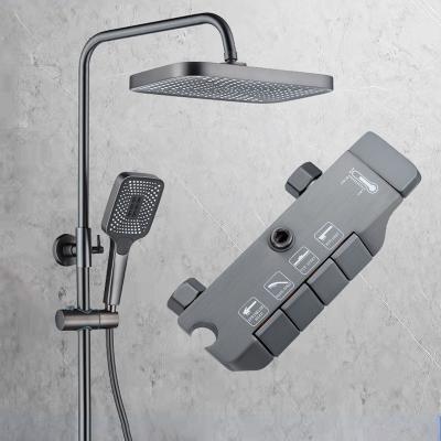 China With Diverter Gun Metal 4 Ways Black and Gold Bathroom Handheld Shower Square Rainfall Shower Head Set Bidet Faucet for sale