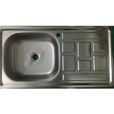 China Without Faucet High Grade Customize Single Bowl Kitchen Sink with Drainboard Stainless Steel Kitchen Cabinet Sink for sale