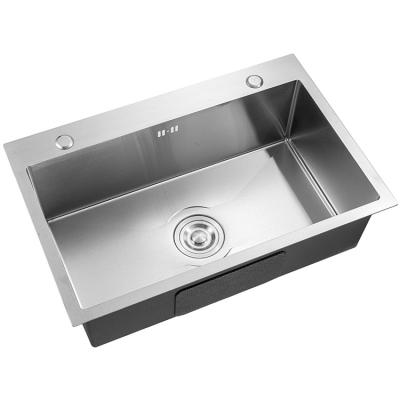 China Without Faucet Handmade Kitchen Sink Stainless Steel Rectangle Shape Single Bowl Drop In Topmount Kitchen Sink Basin for sale