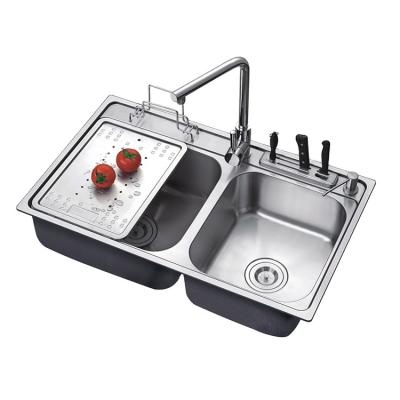 China Without Faucet Gowin 7848 Dual Double Bowl Electroplated SUS201 Top Mount Sinks Kitchen Home Washing Use Lavabo for sale