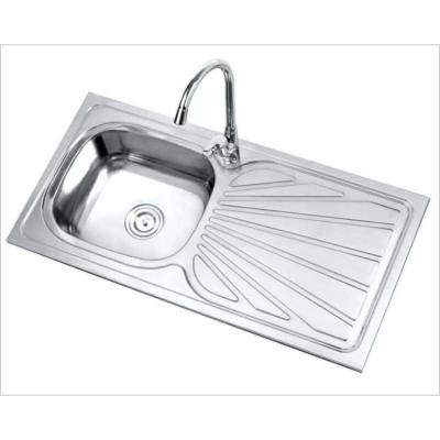 China Without Faucet Africa Single Bowl rectangular 750*400mm Anti-rust Stainless Steel Polishing Finish Kitchen Sink with Drainer Board for sale