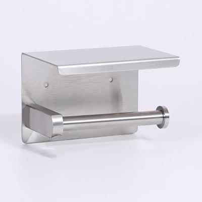 China Modern Brush Stainless Steel Toilet Paper Holder with Storage for Pads Bathroom Hardware Paper Toilet Holder for sale