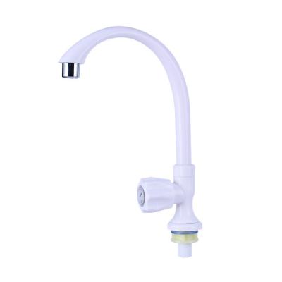 China Traditional Factory Supplier Lastics Basin Classic Water Tap White Plastic Ball Handle Waterfall Faucet for Kitchen Sink for sale