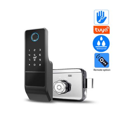 China Waterproof Outdoor Aluminum Alloy Tuya Rim Smart Lock Fingerprint IP66 Door Lock Digital Smart Password For Home Hotel for sale