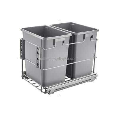 China Cabinet Sink Kitchen Compartmented Trash Can Stored Pull-Out Bin Place In Cabinet Door Hidden Trash Bin for sale