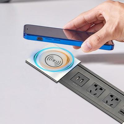 China Modern Single Slide-out Tabletop Qi Wireless Charger Socket Wireless Socket With Switch for sale