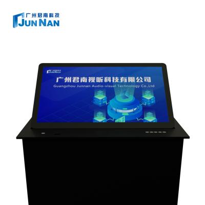 China Junnan 15.6 Flipper Motorized Easy Table Hidden Monitor Conference System Flipper Lift Conference System for sale