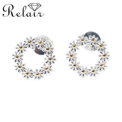 China 2020 Fashion Flower Garland Christmas Jewelry Temperament Ethnic Small 925 Sterling Silver Fresh Earrings for sale