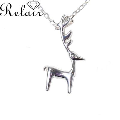 China New Design Fashion Cute High Quality Christmas Jewelry 925 Sterling Silver Deer Pendant Necklace Latest for sale