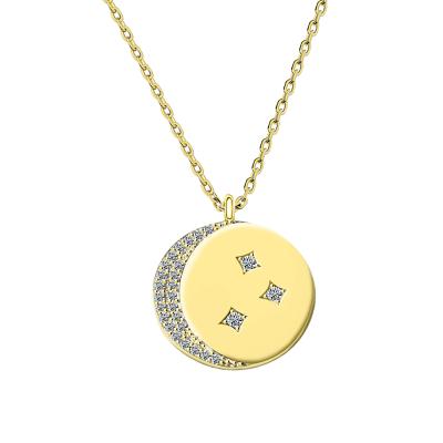 China 2020 Vintage Fashion Jewelry Gold Plating Sterling Silver Micro Pave Diamond Circle Christmas Pendant Necklace for sale