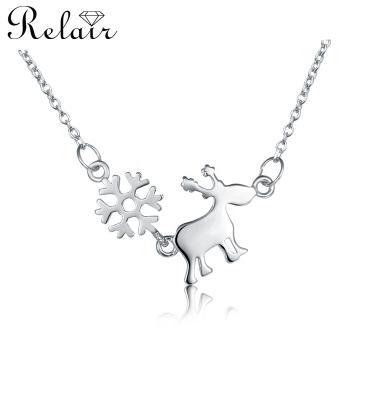 China Hot Selling Cute Designs Winter Theme Christmas Jewelry Festival Gifts 2 Gram Fashion Snow Elk Necklace for sale