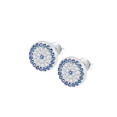 China Hot Selling CLASSIC 100% 925 Sterling Silver Zircon Earrings Fashion Simple Round Eyes Shape Earrings for sale