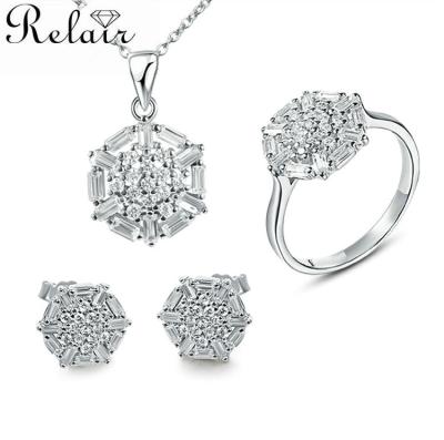 China Girl's Silver Plated Costume Jewelry Luxury Cubic Zirconia Party Set for sale