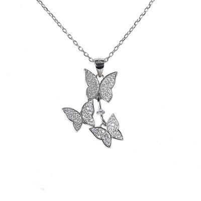 China New CLASSIC Wholesale Multilayer Ladies Fashion Luxury 925 Sterling Silver Pendant Butterfly Necklace for sale