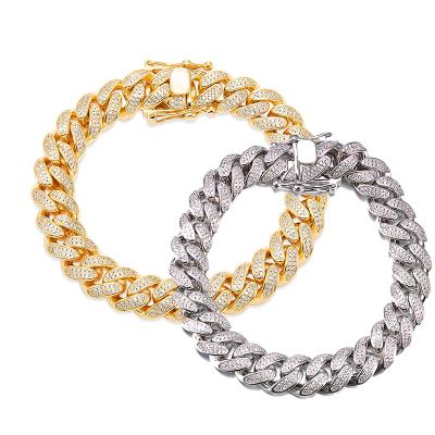 China Hiphop Chunky Pulsera Hombre 18k Gold Plated Large Hip Hop Cuban Link Bracelet For Men for sale