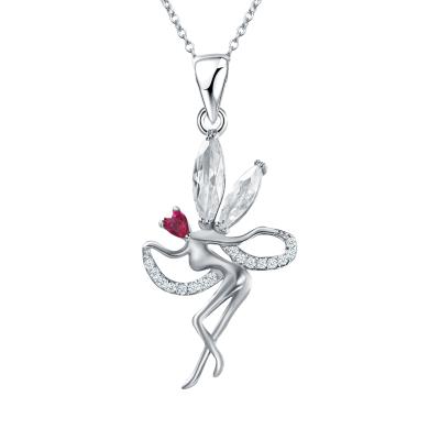 China New Cute Zircon 925 Sterling Silver Jewelry Pendant Necklace from Madame Ballet Elf Red for sale