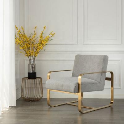 China Hand-brushed nordic lacquer accent chair gold metal frame living room armchair accent sofa chair leisure for sale