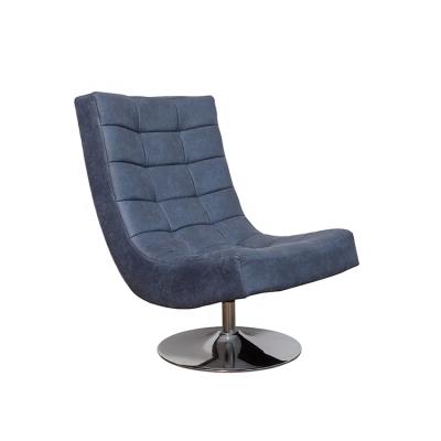 China Comfortable Leather Swivel Navy Blue Fabric Lounge Chair Swivel Armless Stitching Armless Chair for sale