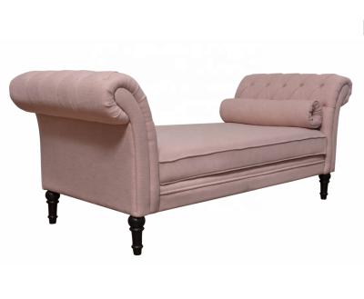 China Reclining Velvet Chaise Longue Ottoman Bed End Stool Window Bedside Bench Linen Beige for sale