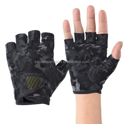 China Fit And Comfortable PU Camouflage Transfer Hole Design Tactical Racing Gloves for sale