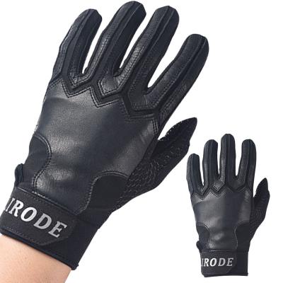 China Wholesale Grade Wear-resistant Genuine Leather Palm Youth Baseball Adult Wadding Gloves With Adjustable Neoprene Wristband for sale