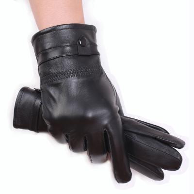 China Men's Plain CLF Leather Gloves Men's Sheepskin Thermal Gloves Windproof and Velvet Cycling Gloves for sale