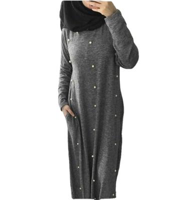 China Fashion CLF Islamic Women's Long Dress Pearl Long Dress Casual Muslim Muslim Dress Ethnic Islamic Clothing Ethnic Islamic Clothing for sale