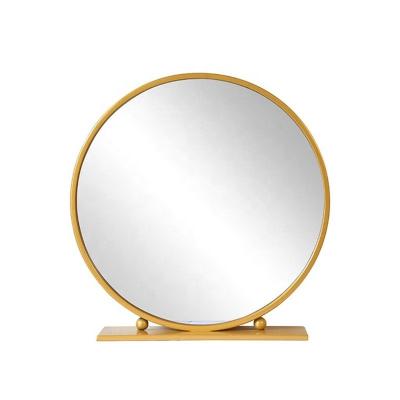 China Illuminated 40cm Diameter Gold Multifunctional Metal Bathroom Mirror for sale