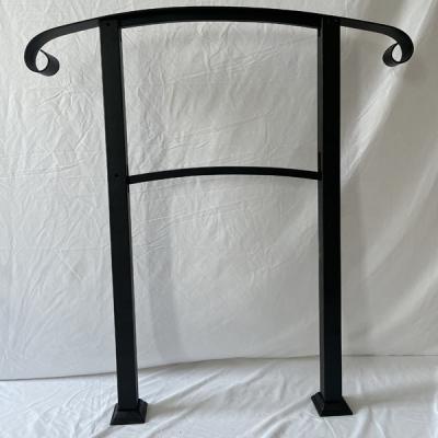 China Modern Black Wrought Iron Handrail Outdoor Stair Railing Adjustable Outdoor Handrail for sale