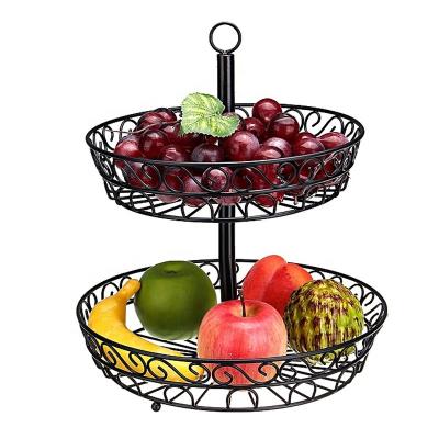 China Stocked 2-Tier Metal Fruit And Vegetable Storage For Kitchen for sale