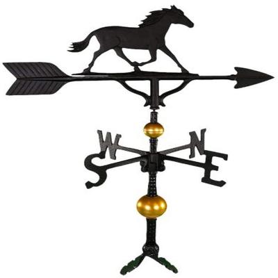 China Morden black rion Products 32Inch Deluxe Weathervane with Satin Black Horse OrnamentSatin black enamel baked on for durability for sale