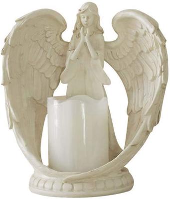 China Europe Figurine Home Gifts Wings Praying Wedding Resin Statue Ornaments Candlestick Sculpture for sale