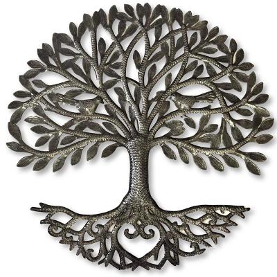 China Minimalist cactus metal art haiti Haitian Family Tree of Life Roots Flowers Decorative Wall Sculpture Home Decor Wall Hangings Family Tree for sale