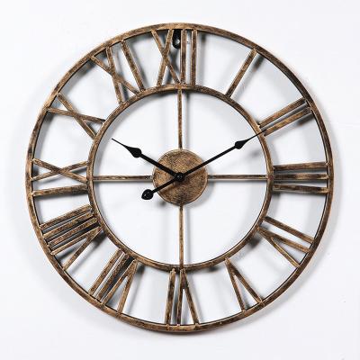 China Antique Style 20-inch Dia Large Metal Decoration Wall Clock With Roman Numerals for sale