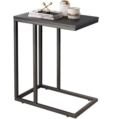 China Adjustable (height) black iron side table Snack Side Table C Shaped End Table for Sofa Couch and Bed for sale