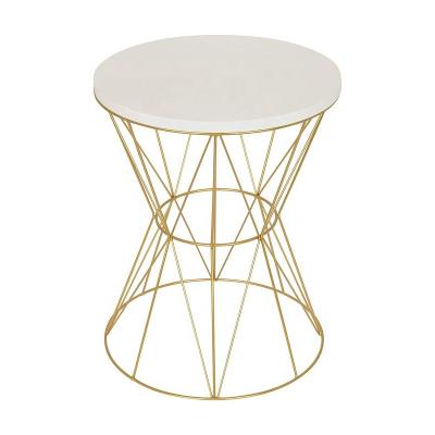 China Modern Furniture Round Accent Coffee Table with Cage Metal Frame for sale