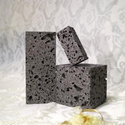 China Modern Volcanic Gray Natural Marble Travertine Ornament Stand Jewelry Display Dish And Tray for sale